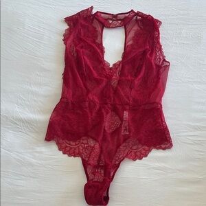Victoria’s Secret Red Lace Bodysuit Teddy, Large